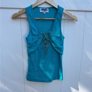 Turquoise Embellished Top